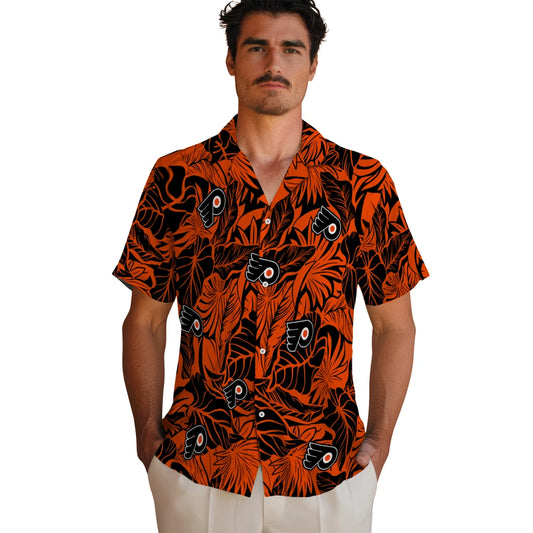 Philadelphia Flyers Hawaiian Shirt - Monstera Layer | Moonbestprint