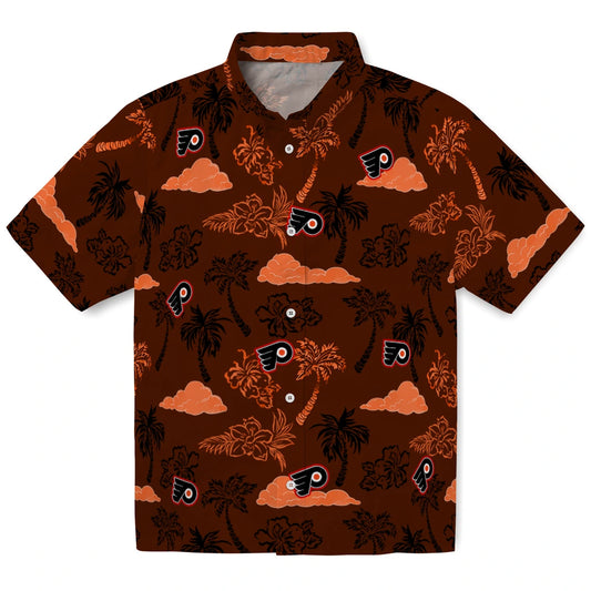 Philadelphia Flyers Hawaiian Shirt - Palm And Clouds | Moonbestprint