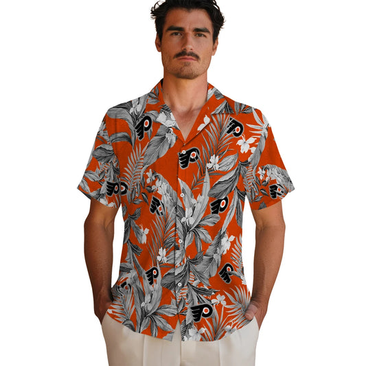 Philadelphia Flyers Hawaiian Shirt - Palm Leaves | Moonbestprint