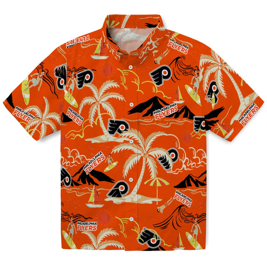 Philadelphia Flyers Hawaiian Shirt - Palm Tree Island | Moonbestprint