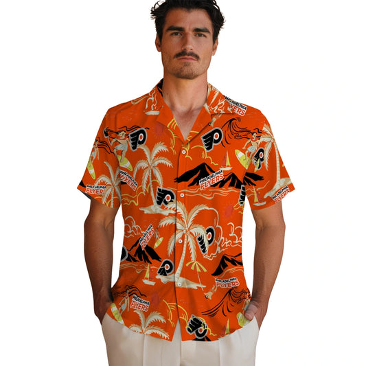 Philadelphia Flyers Hawaiian Shirt - Palm Tree Island | Moonbestprint