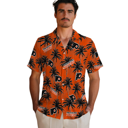 Philadelphia Flyers Hawaiian Shirt - Palm Tree Motif | Moonbestprint
