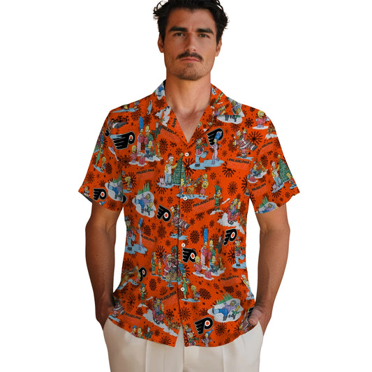 Philadelphia Flyers Hawaiian Shirt - Simpsons Christmas | Moonbestprint