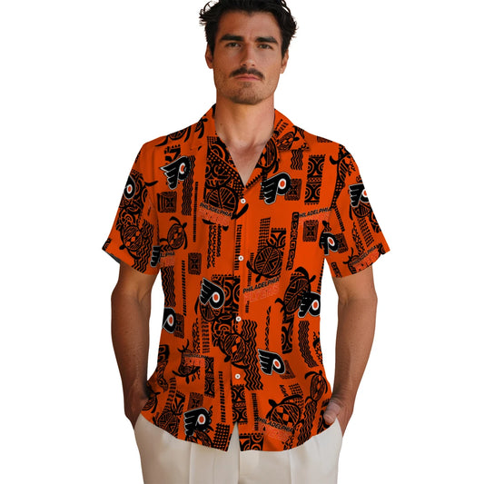 Philadelphia Flyers Hawaiian Shirt - Turtle Lines | Moonbestprint