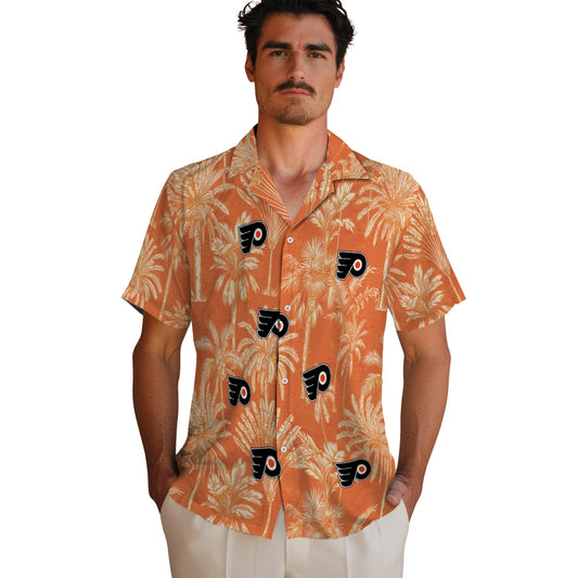 Philadelphia Flyers Hawaiian Shirt - Vintage Palm Tree | Moonbestprint