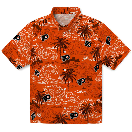 Philadelphia Flyers Hawaiian Shirt - Wave Palm | Moonbestprint