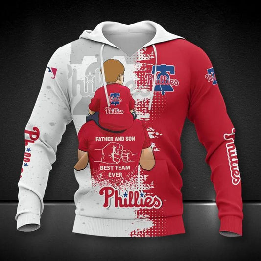 Philadelphia Phillies Dad And Son MLB All Over Print Hoodie -Moonbestprint