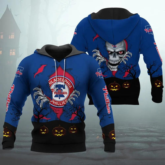 Philadelphia Phillies Halloween 3D MLB All Over Print Hoodie -Moonbestprint