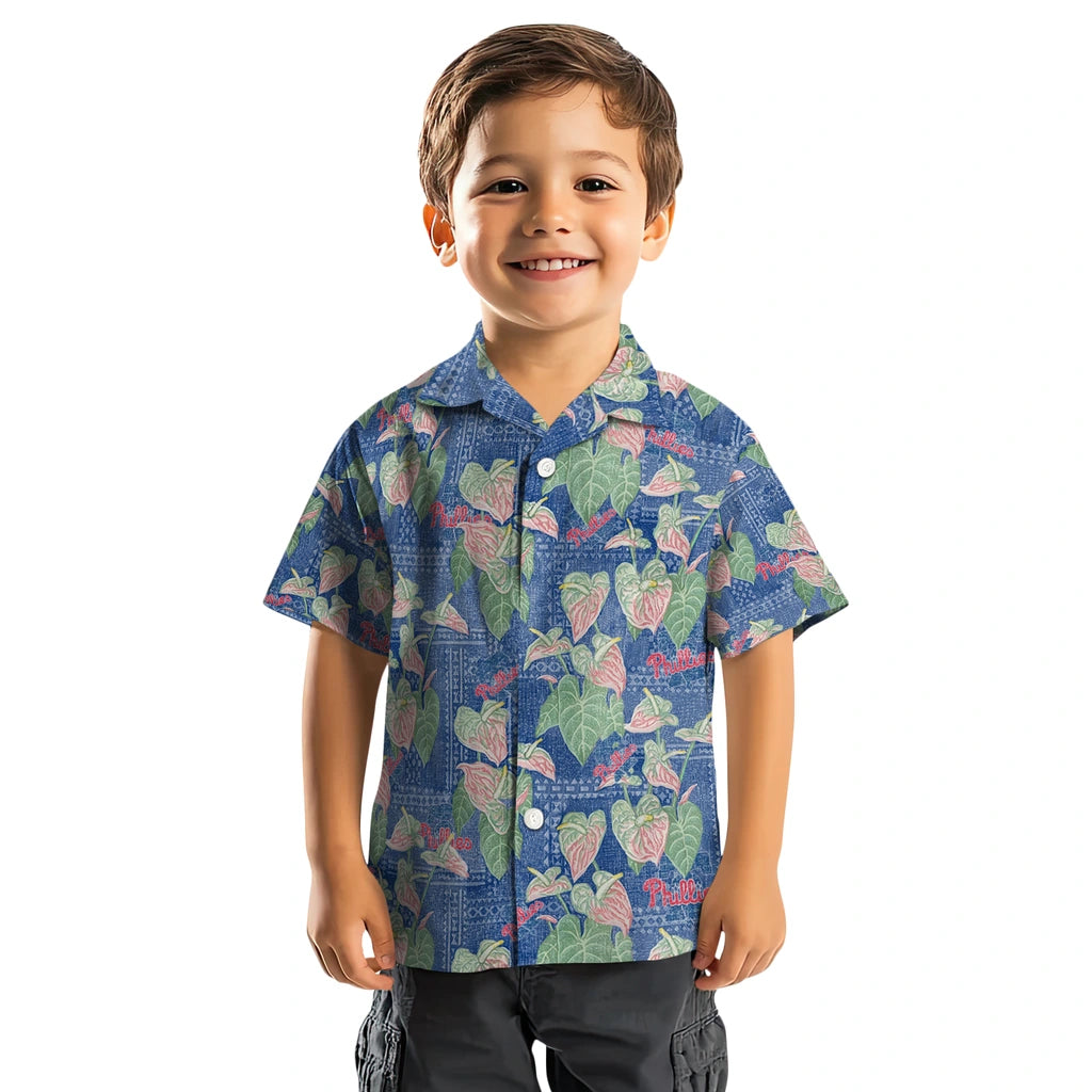 Philadelphia Phillies Hawaiian Shirt - Anthurium Overlay | Moonbestprint