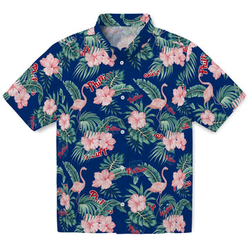 Philadelphia Phillies Hawaiian Shirt - Flamingo and Hibiscus | Moonbestprint