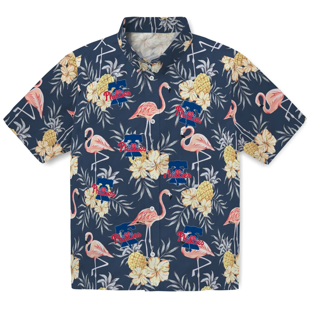 Philadelphia Phillies Hawaiian Shirt - Flamingo Hibiscus | Moonbestprint