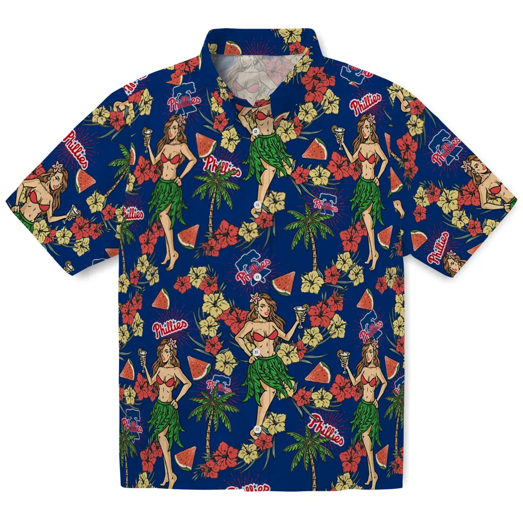 Philadelphia Phillies Hawaiian Shirt - Hawaiian Girls Design | Moonbestprint