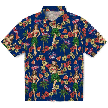 Philadelphia Phillies Hawaiian Shirt - Hawaiian Girls Design | Moonbestprint