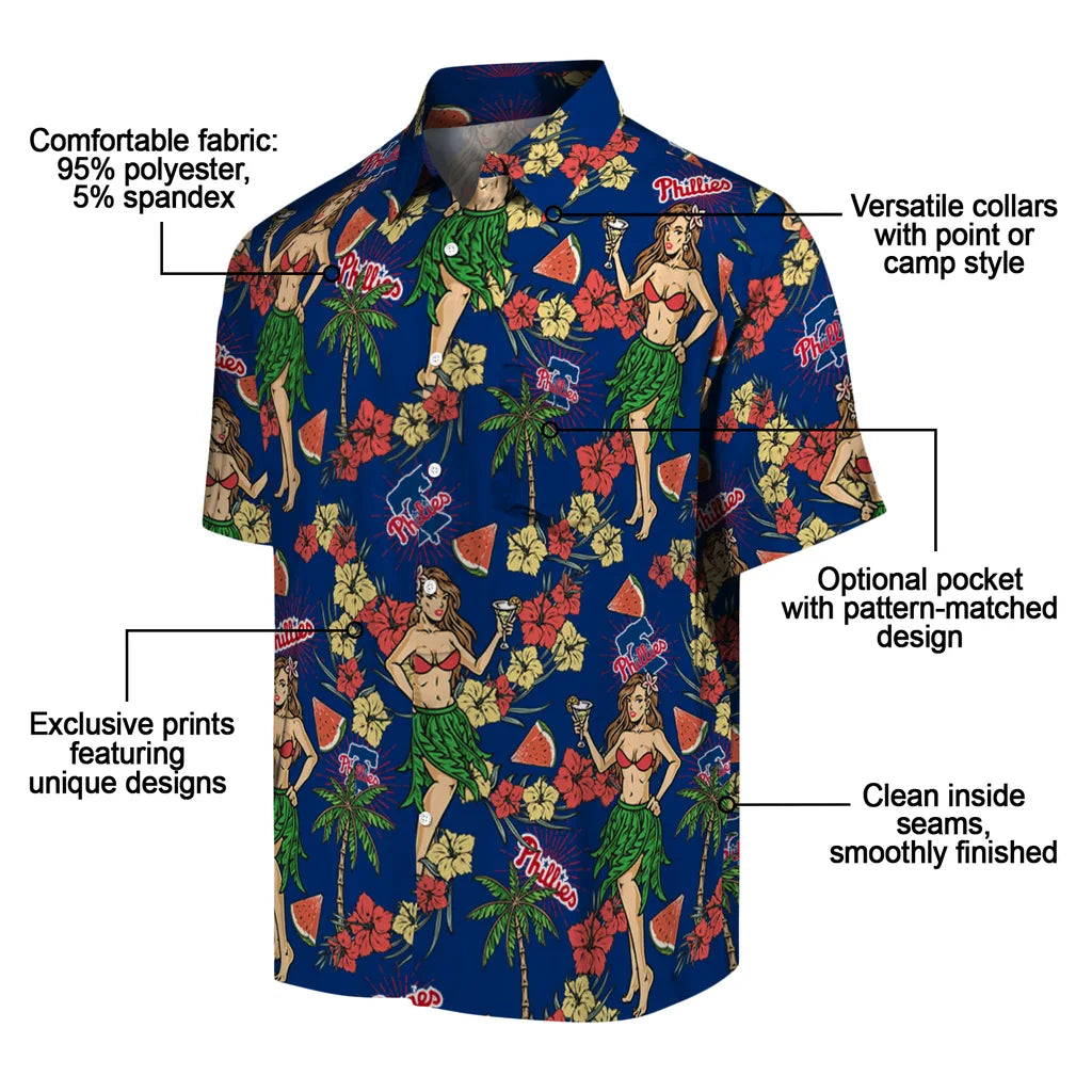 Philadelphia Phillies Hawaiian Shirt - Hawaiian Girls Design | Moonbestprint