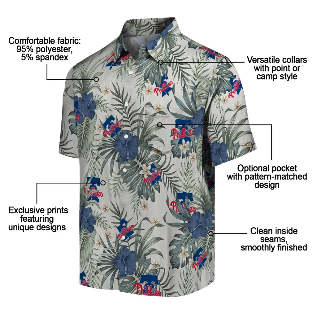Philadelphia Phillies Hawaiian Shirt - Hibiscus Designs | Moonbestprint