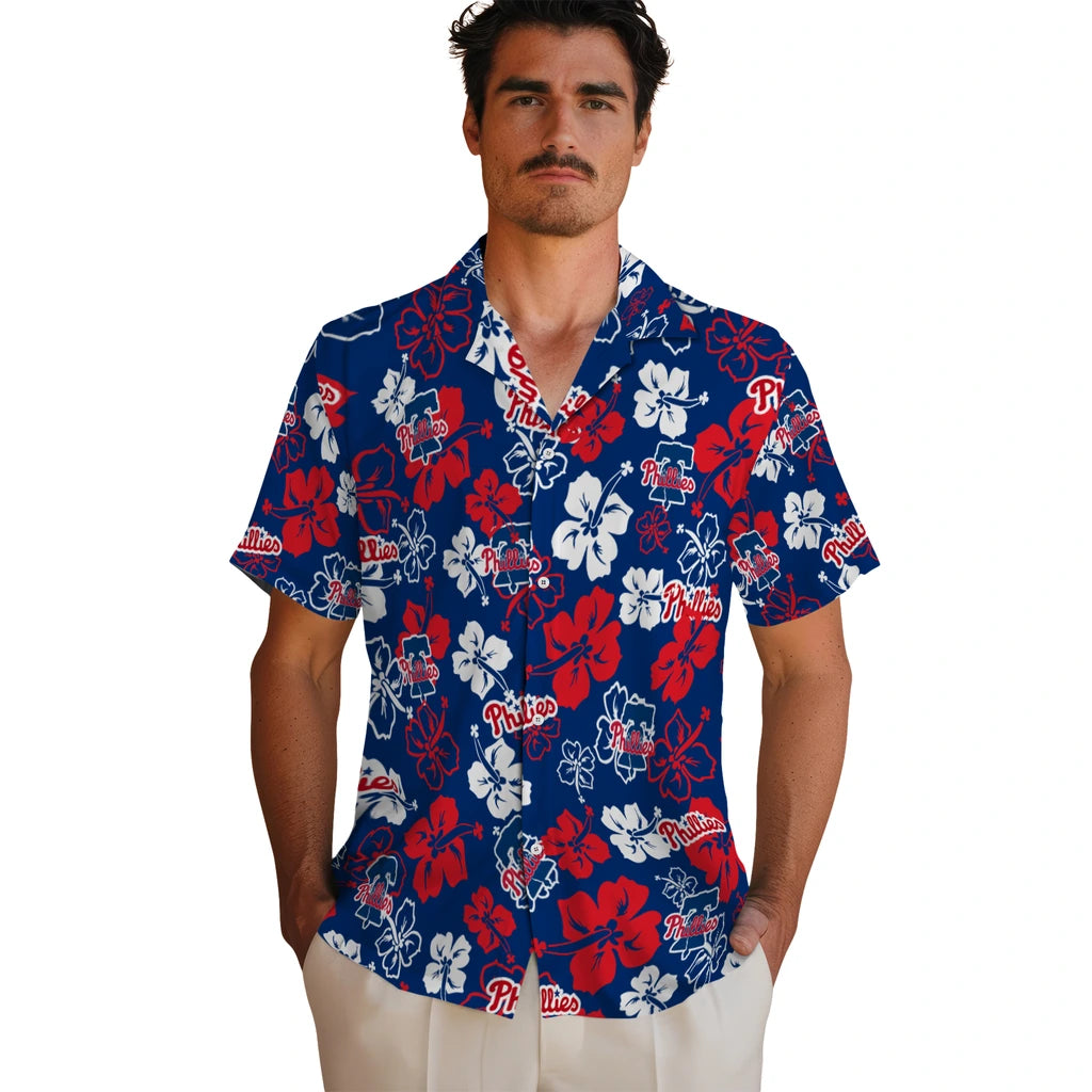 Philadelphia Phillies Hawaiian Shirt - Hibiscus Flower Design | Moonbestprint
