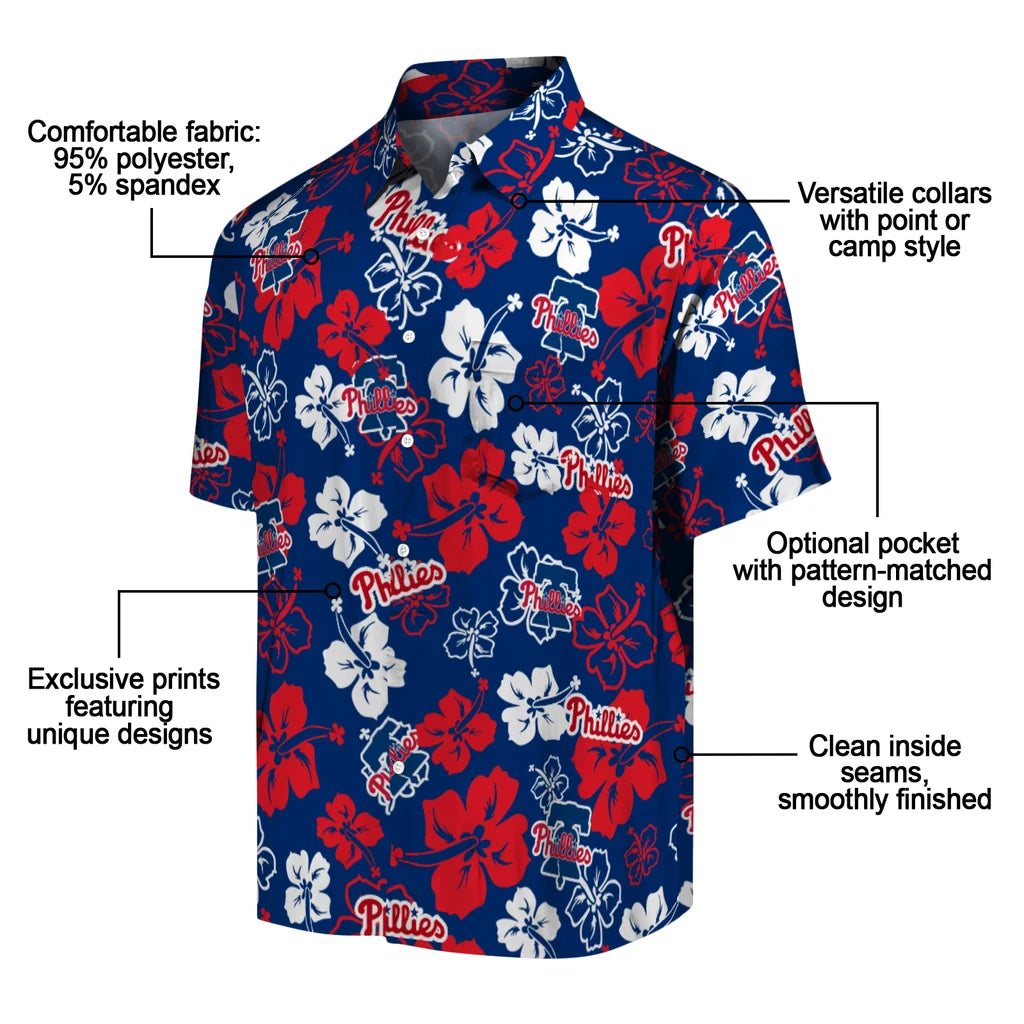 Philadelphia Phillies Hawaiian Shirt - Hibiscus Flower Design | Moonbestprint