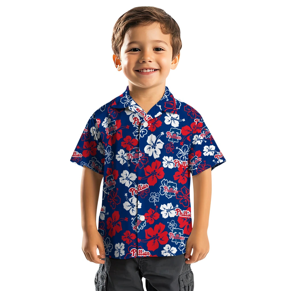 Philadelphia Phillies Hawaiian Shirt - Hibiscus Flower Design | Moonbestprint