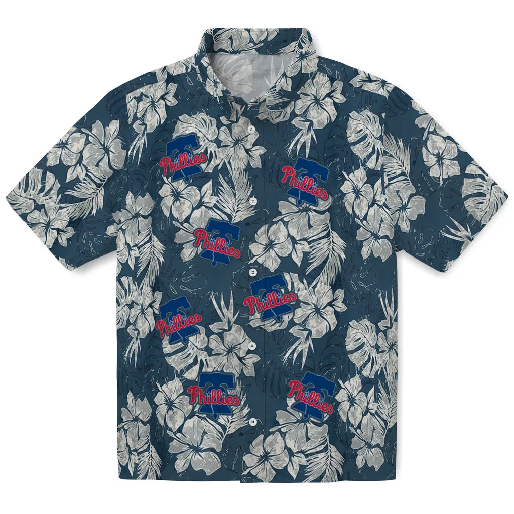 Philadelphia Phillies Hawaiian Shirt - Hibiscus Flowers | Moonbestprint