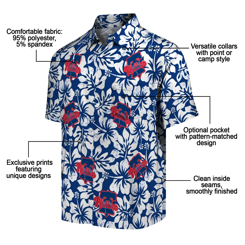 Philadelphia Phillies Hawaiian Shirt - Hibiscus Motif | Moonbestprint