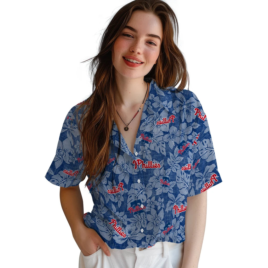 Philadelphia Phillies Hawaiian Shirt - Hibiscus Oasis | Moonbestprint