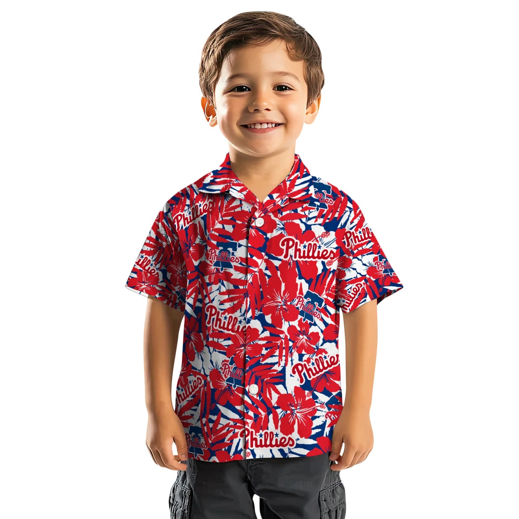 Philadelphia Phillies Hawaiian Shirt - Hibiscus Overlay | Moonbestprint