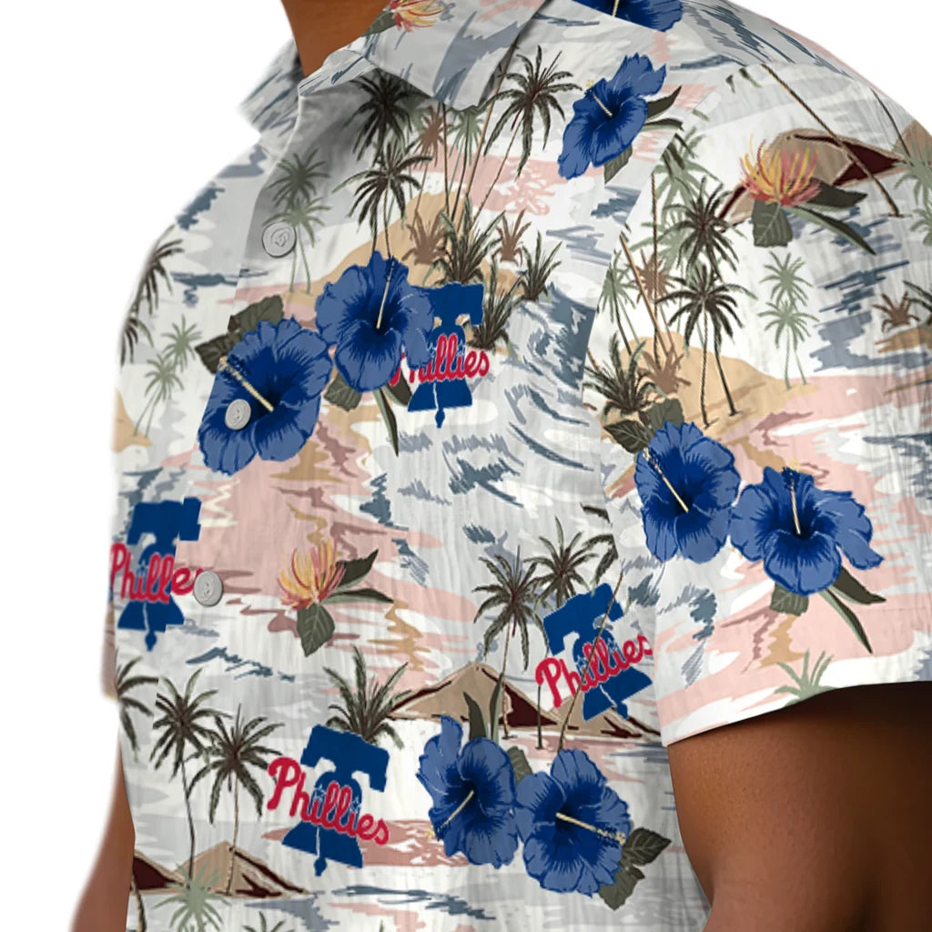 Philadelphia Phillies Hawaiian Shirt - Hibiscus Seaside | Moonbestprint
