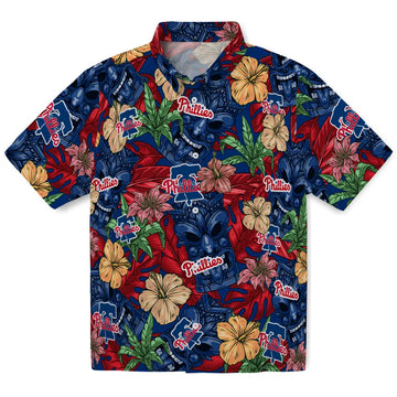 Philadelphia Phillies Hawaiian Shirt - Hibiscus Tiki Jungle | Moonbestprint