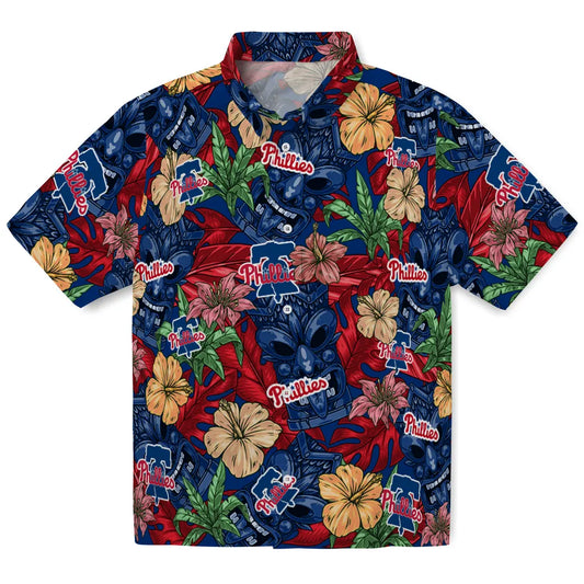 Philadelphia Phillies Hawaiian Shirt - Hibiscus Tiki Jungle | Moonbestprint