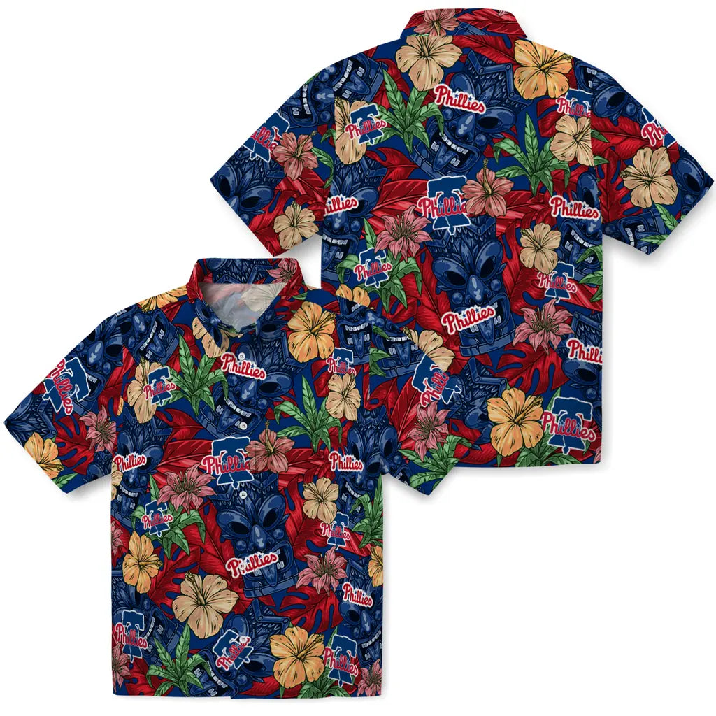 Philadelphia Phillies Hawaiian Shirt - Hibiscus Tiki Jungle | Moonbestprint