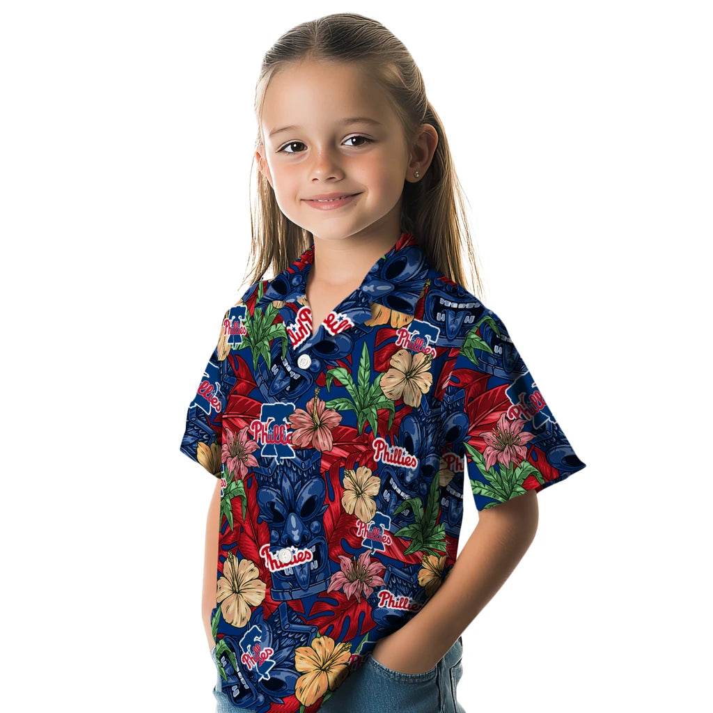 Philadelphia Phillies Hawaiian Shirt - Hibiscus Tiki Jungle | Moonbestprint