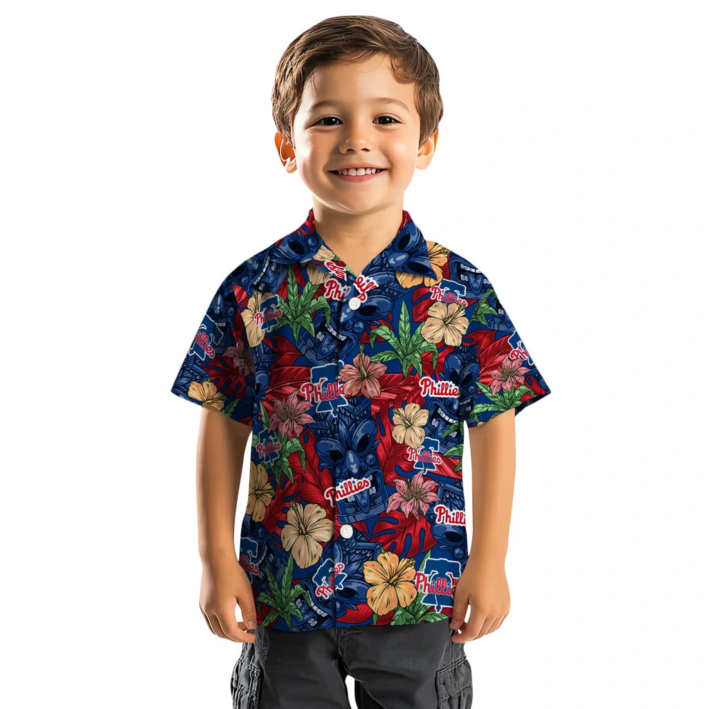 Philadelphia Phillies Hawaiian Shirt - Hibiscus Tiki Jungle | Moonbestprint