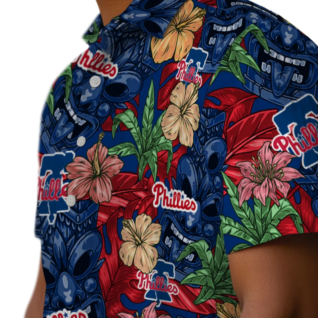 Philadelphia Phillies Hawaiian Shirt - Hibiscus Tiki Jungle | Moonbestprint