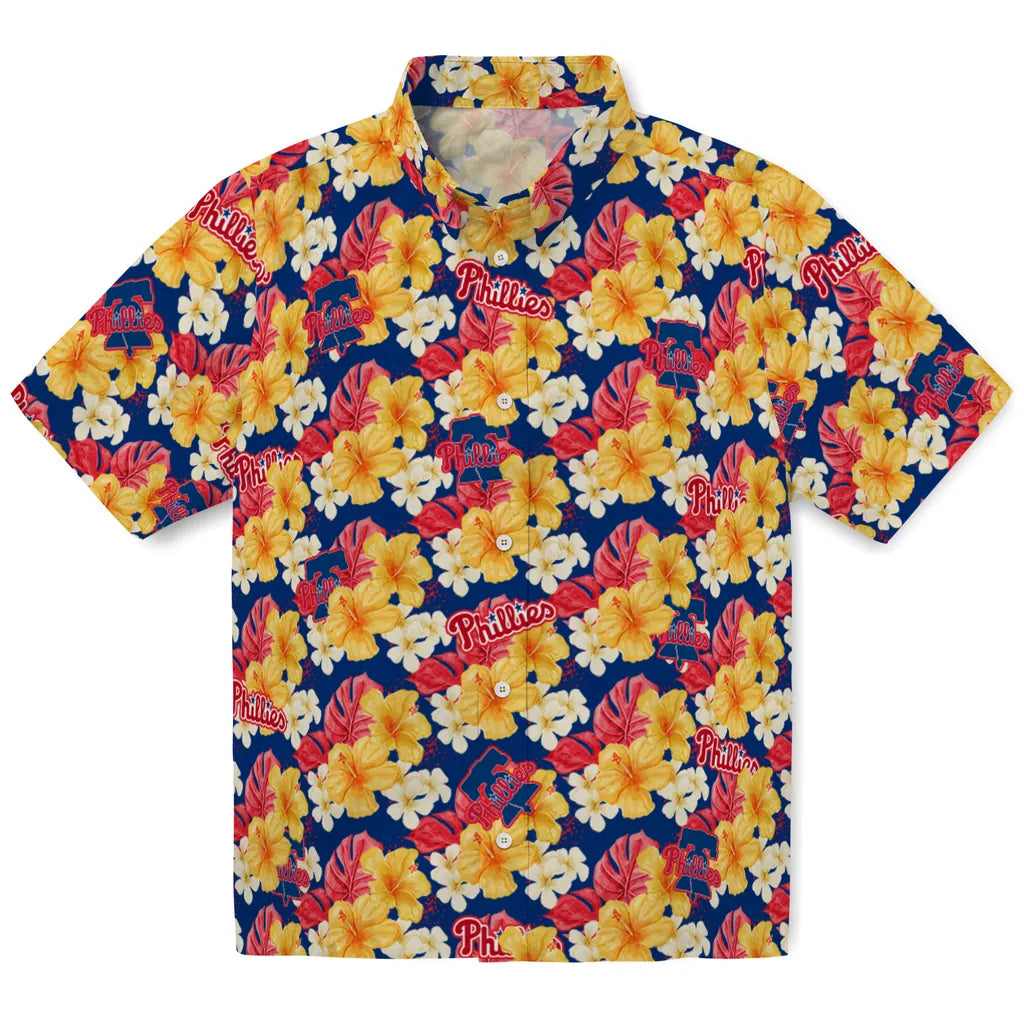 Philadelphia Phillies Hawaiian Shirt - Hibiscus Tropics | Moonbestprint