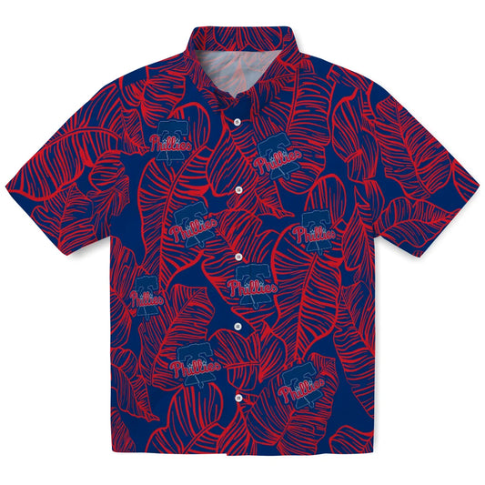 Philadelphia Phillies Hawaiian Shirt - Leaf Outline | Moonbestprint