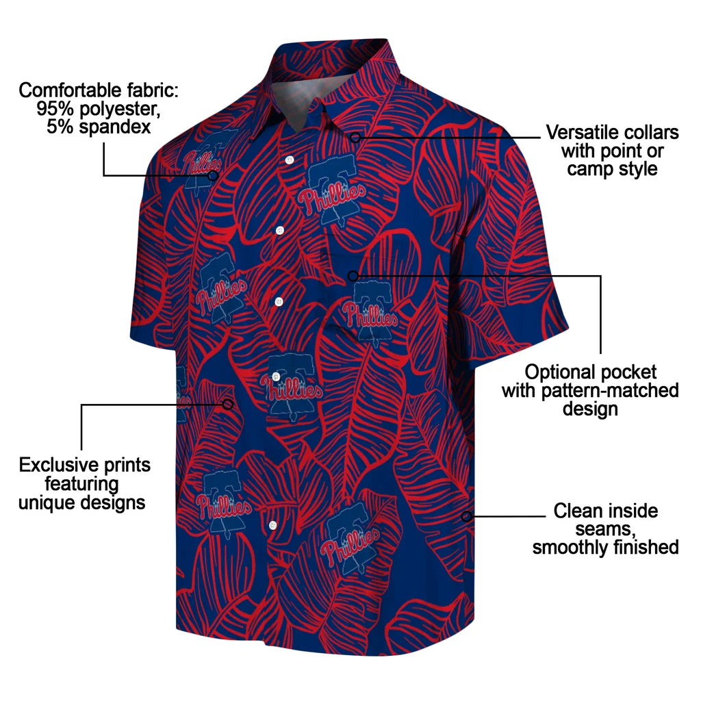 Philadelphia Phillies Hawaiian Shirt - Leaf Outline | Moonbestprint