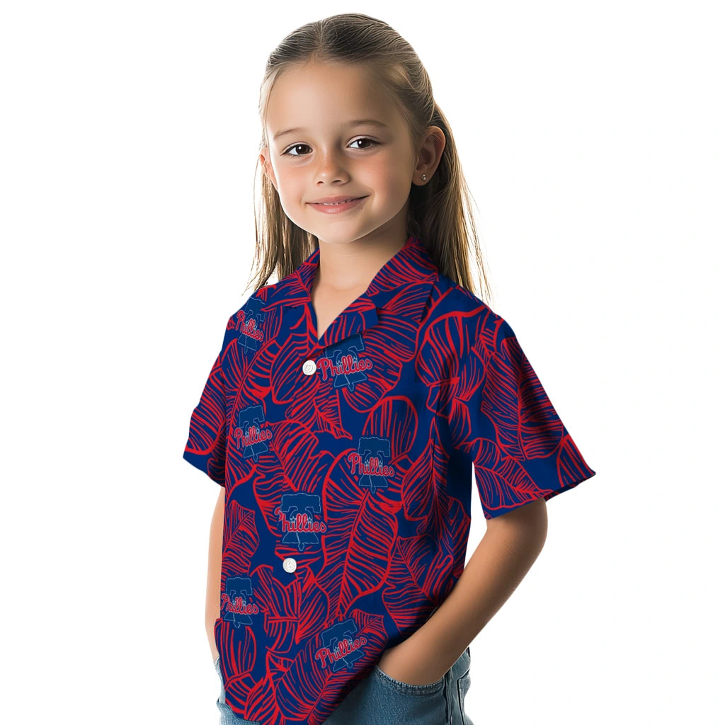 Philadelphia Phillies Hawaiian Shirt - Leaf Outline | Moonbestprint