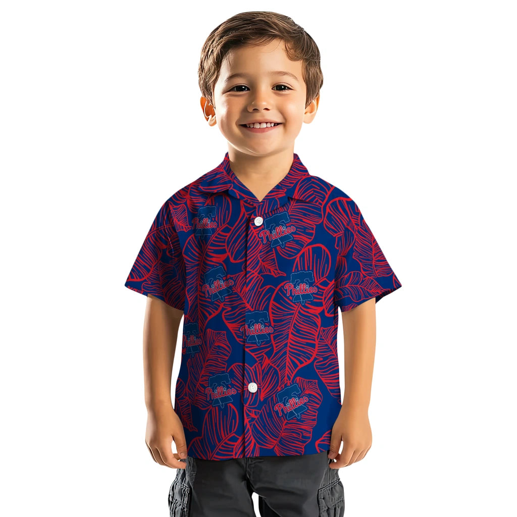 Philadelphia Phillies Hawaiian Shirt - Leaf Outline | Moonbestprint
