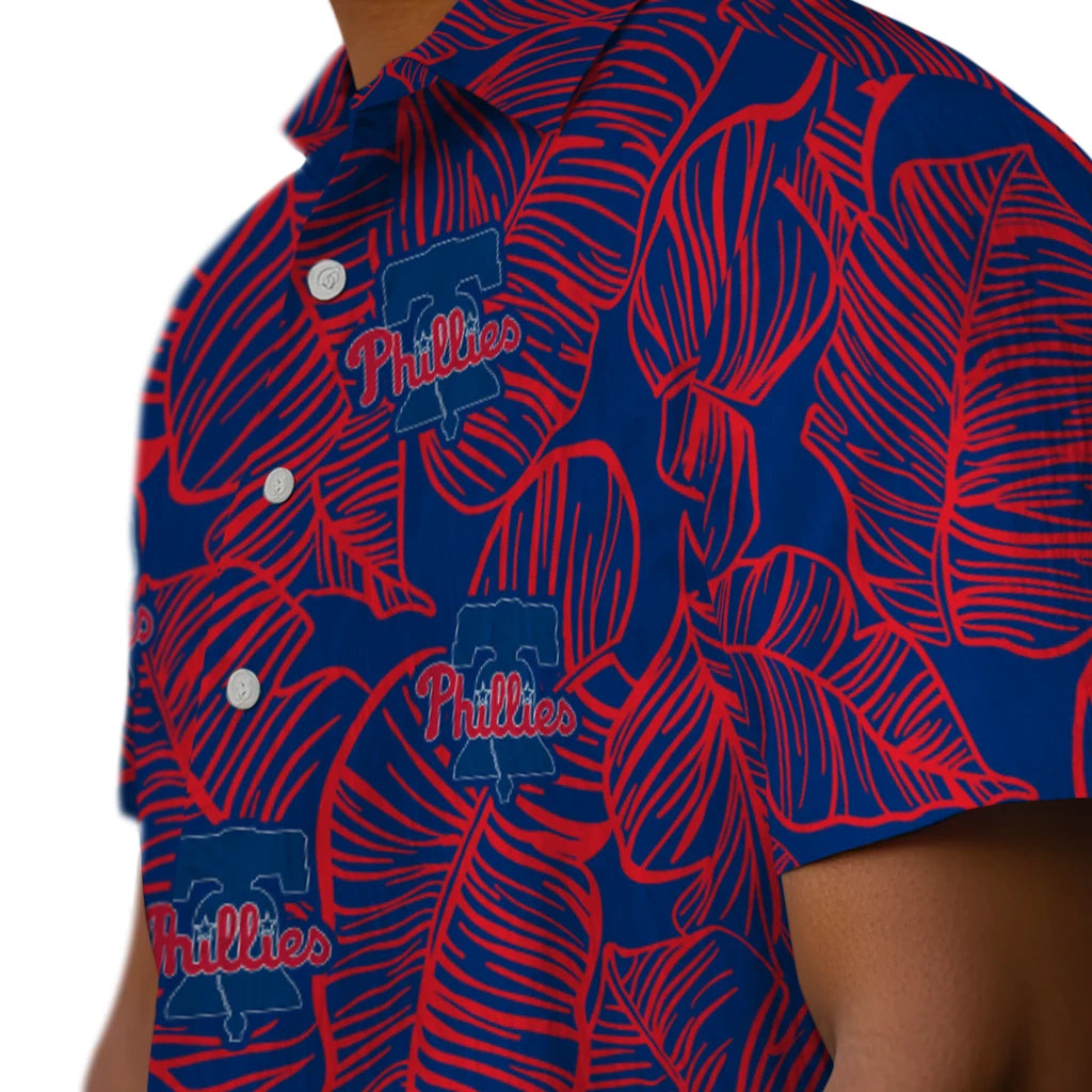 Philadelphia Phillies Hawaiian Shirt - Leaf Outline | Moonbestprint