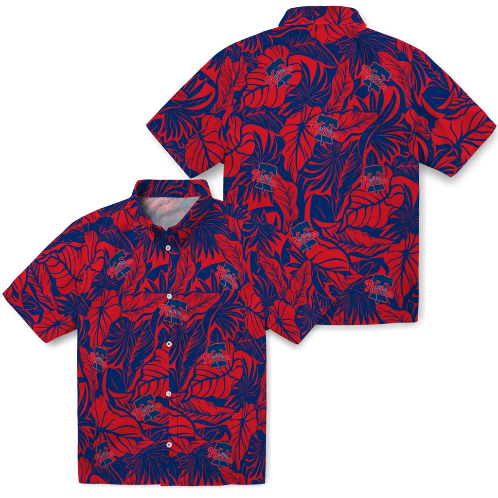 Philadelphia Phillies Hawaiian Shirt - Monstera Layer | Moonbestprint
