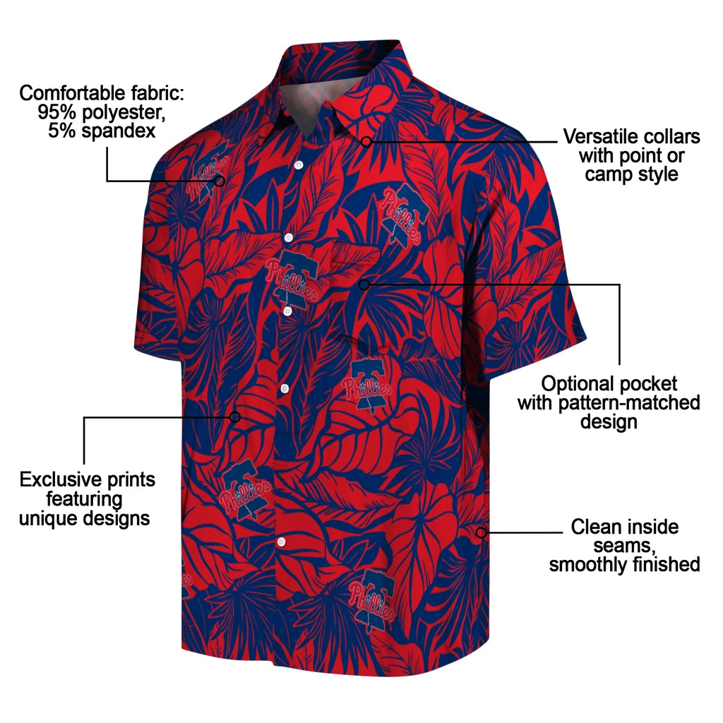 Philadelphia Phillies Hawaiian Shirt - Monstera Layer | Moonbestprint