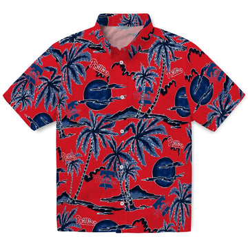 Philadelphia Phillies Hawaiian Shirt - Palm Sunset | Moonbestprint