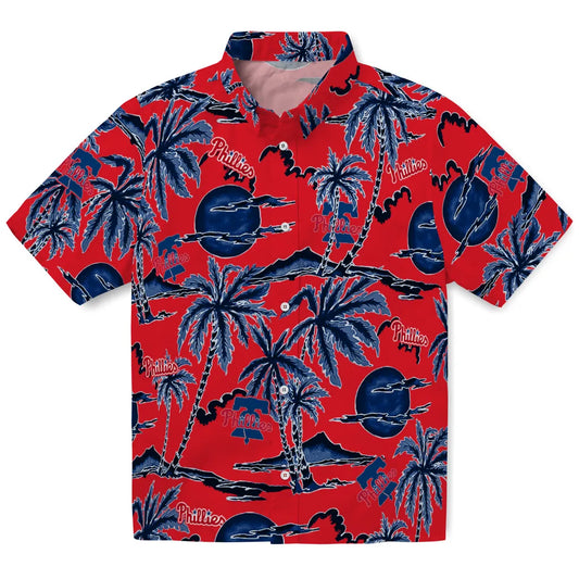 Philadelphia Phillies Hawaiian Shirt - Palm Sunset | Moonbestprint