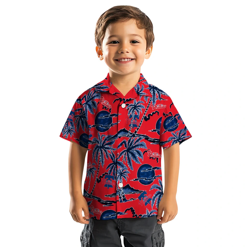 Philadelphia Phillies Hawaiian Shirt - Palm Sunset | Moonbestprint
