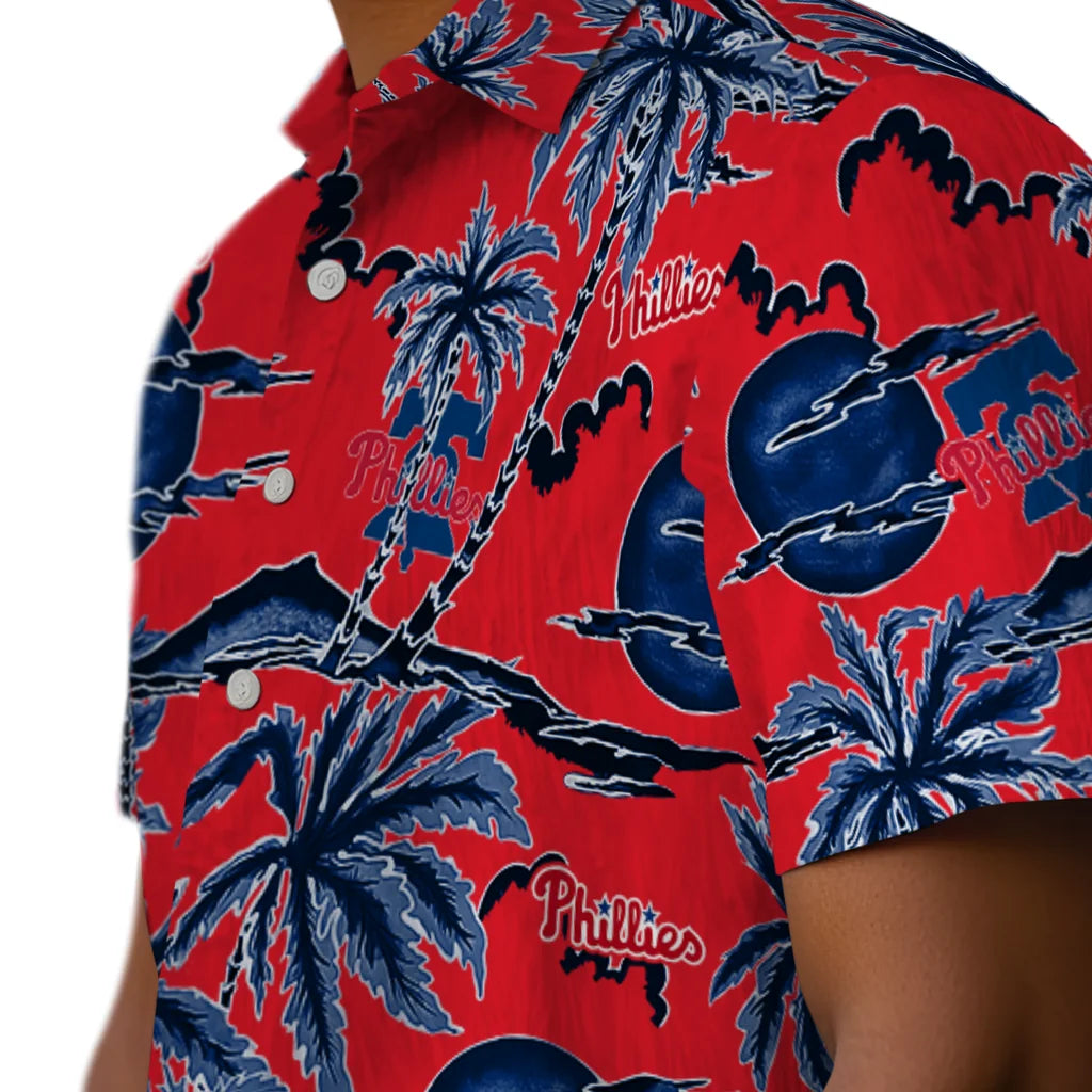 Philadelphia Phillies Hawaiian Shirt - Palm Sunset | Moonbestprint