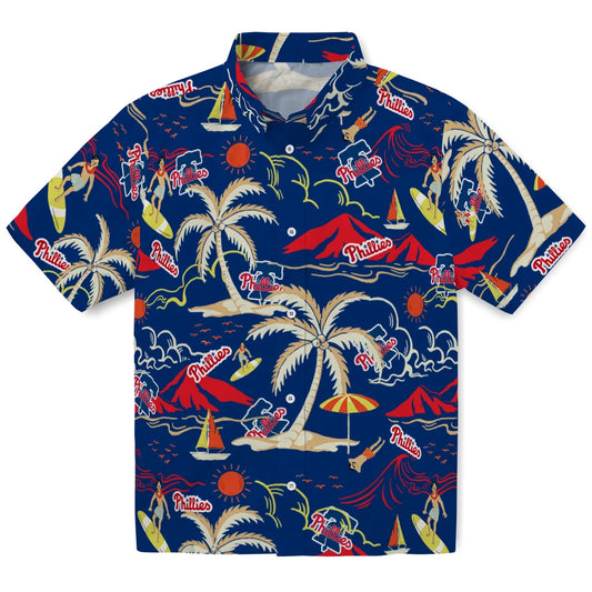 Philadelphia Phillies Hawaiian Shirt - Palm Tree Island | Moonbestprint