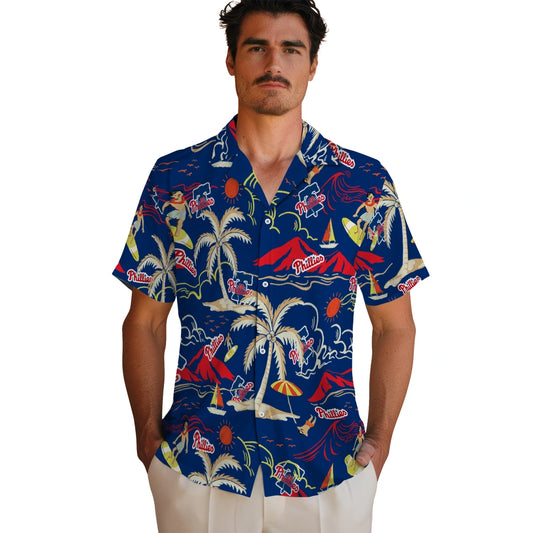 Philadelphia Phillies Hawaiian Shirt - Palm Tree Island | Moonbestprint