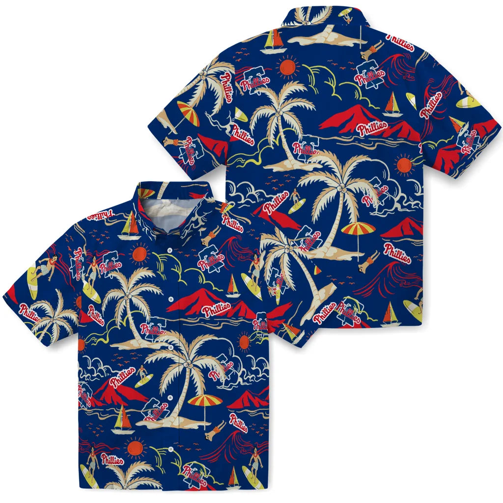 Philadelphia Phillies Hawaiian Shirt - Palm Tree Island | Moonbestprint
