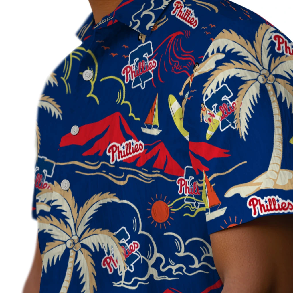 Philadelphia Phillies Hawaiian Shirt - Palm Tree Island | Moonbestprint