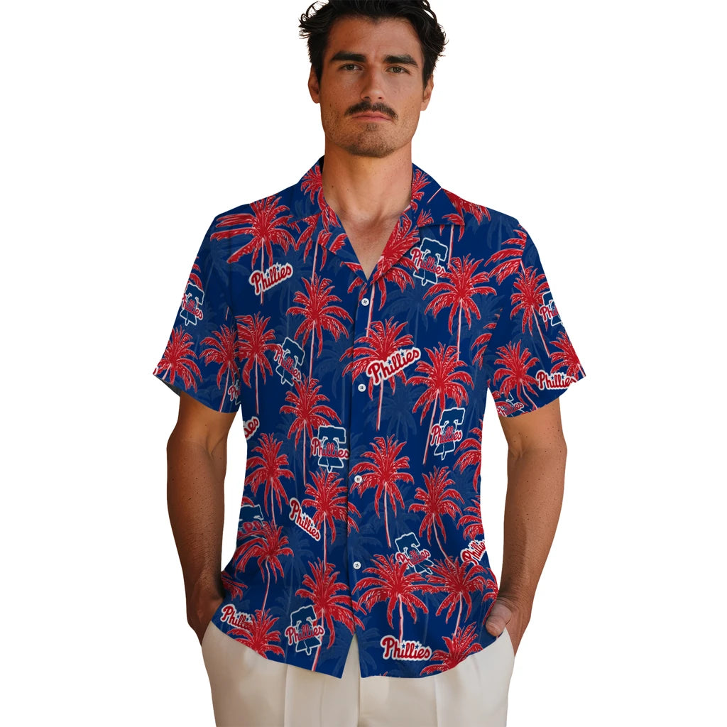 Philadelphia Phillies Hawaiian Shirt - Palm Tree Motif | Moonbestprint